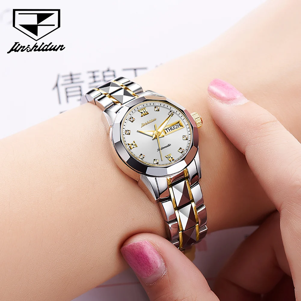 JSDUN 8813 Luxury Women Imported Mechanical Automatic Watch Brand Original Tungsten Steel Waterproof Calendar Women Watch Reloj