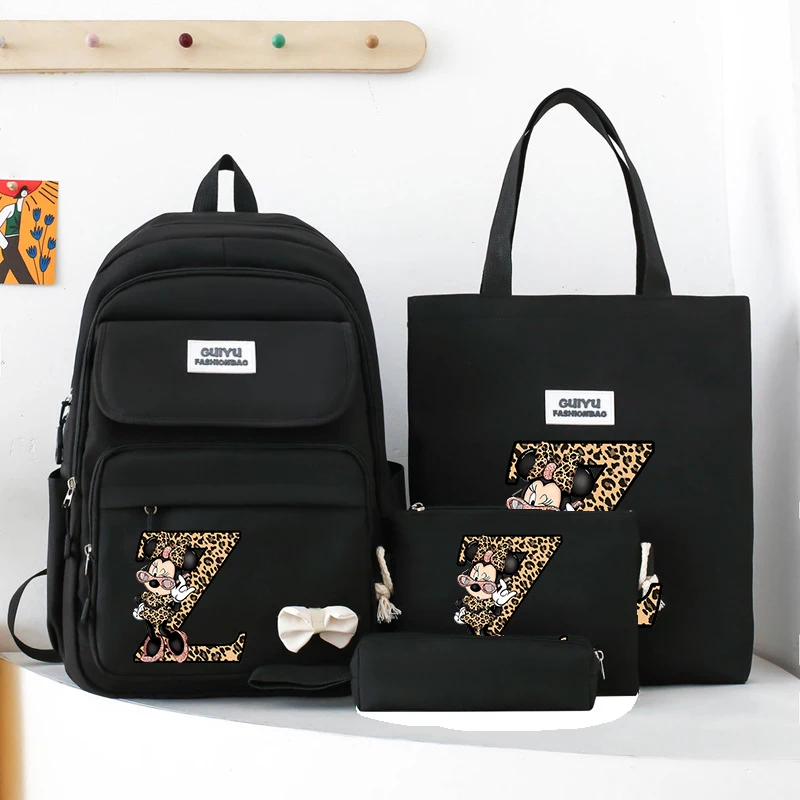 

Disney Minnie Printed Student Schoolbag Set Children's Large Capacity Backpack ShoulderBag Pencil Case Teenager Rucksack Bookbag