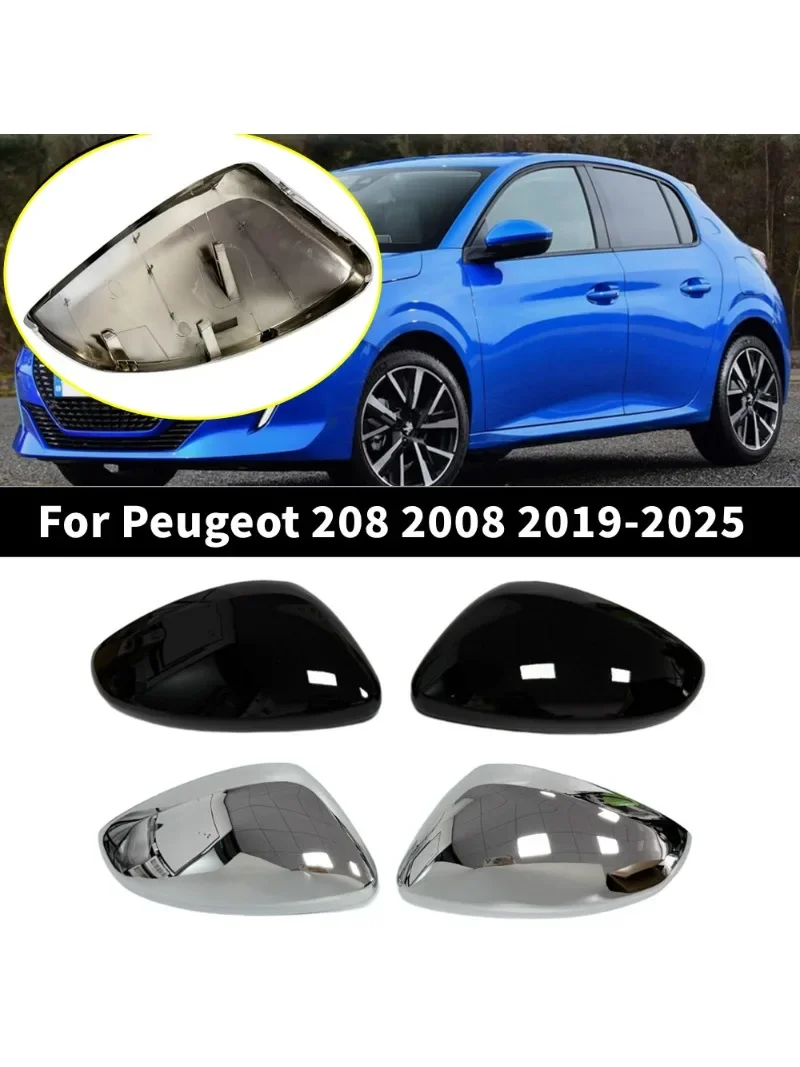 Osłona lusterka bocznego ABS do Peugeot 208 2008 2019-2025, nakładka na lusterko, obudowa zewnętrznego lusterka, zamiennik — 2