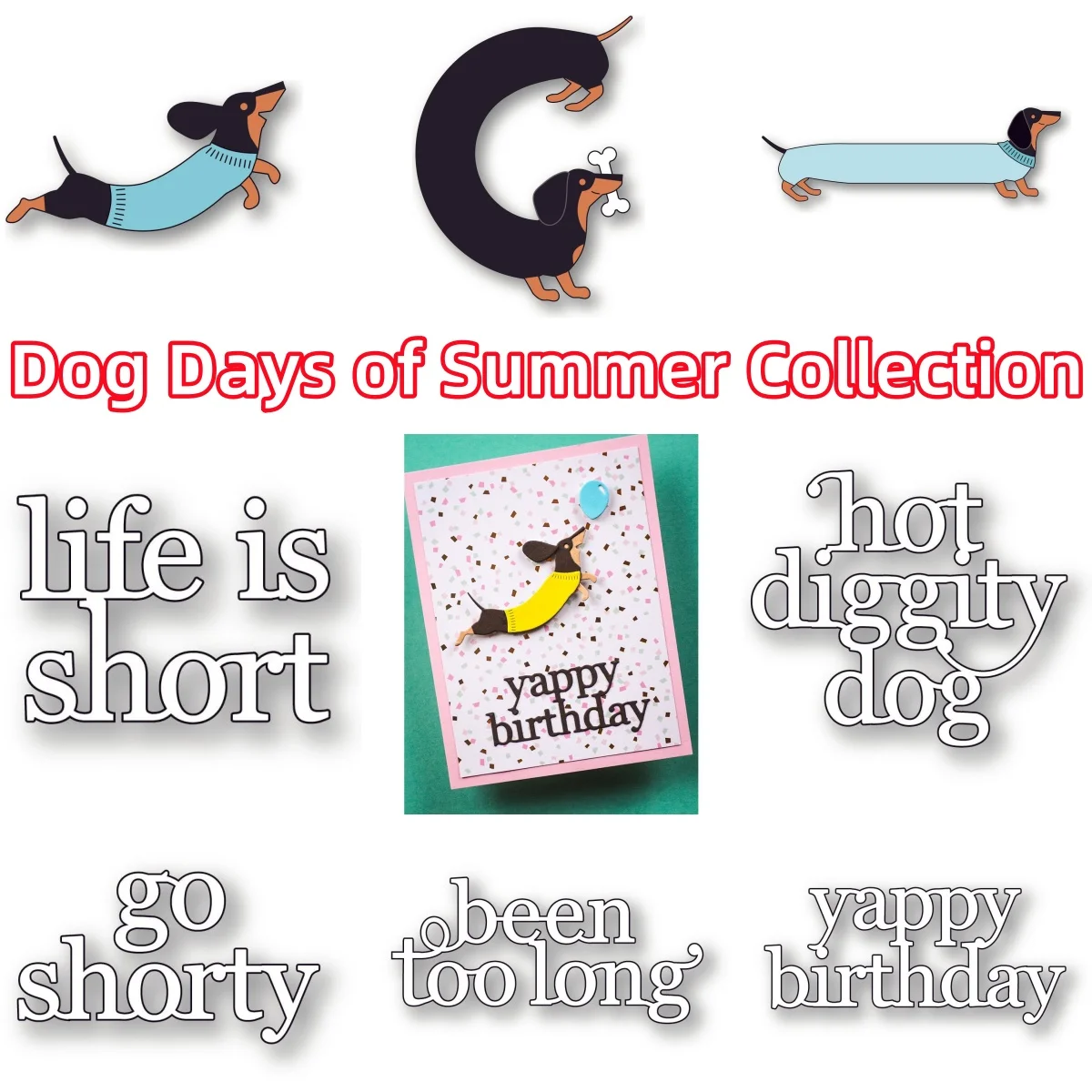 

2025 Summer Leaping Dachshund Letter for Metal Cutting Dies DIY Making Card Scrapbook Embossed Paper Craft Supplies Template