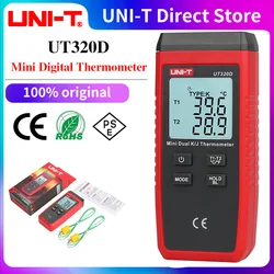 UNI-T UT320A UT320D Termometr cyfrowy Mini podwójny termometr termoparowy typu K/J -50 ℃   do 1300° ℃   Miernik testowy wysokotemperatury