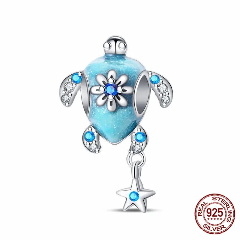 

925 Sterling Silver Beaded Zirconia Turtle Pendant suitable for original bracelet designs DIY womens jewelry gifts
