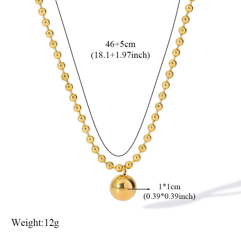 EILIECK New Fashion Stainless Steel Metal Bead Ball Necklace Bracelet Earrings For Women Trendy Waterproof Jewelry Set Gift