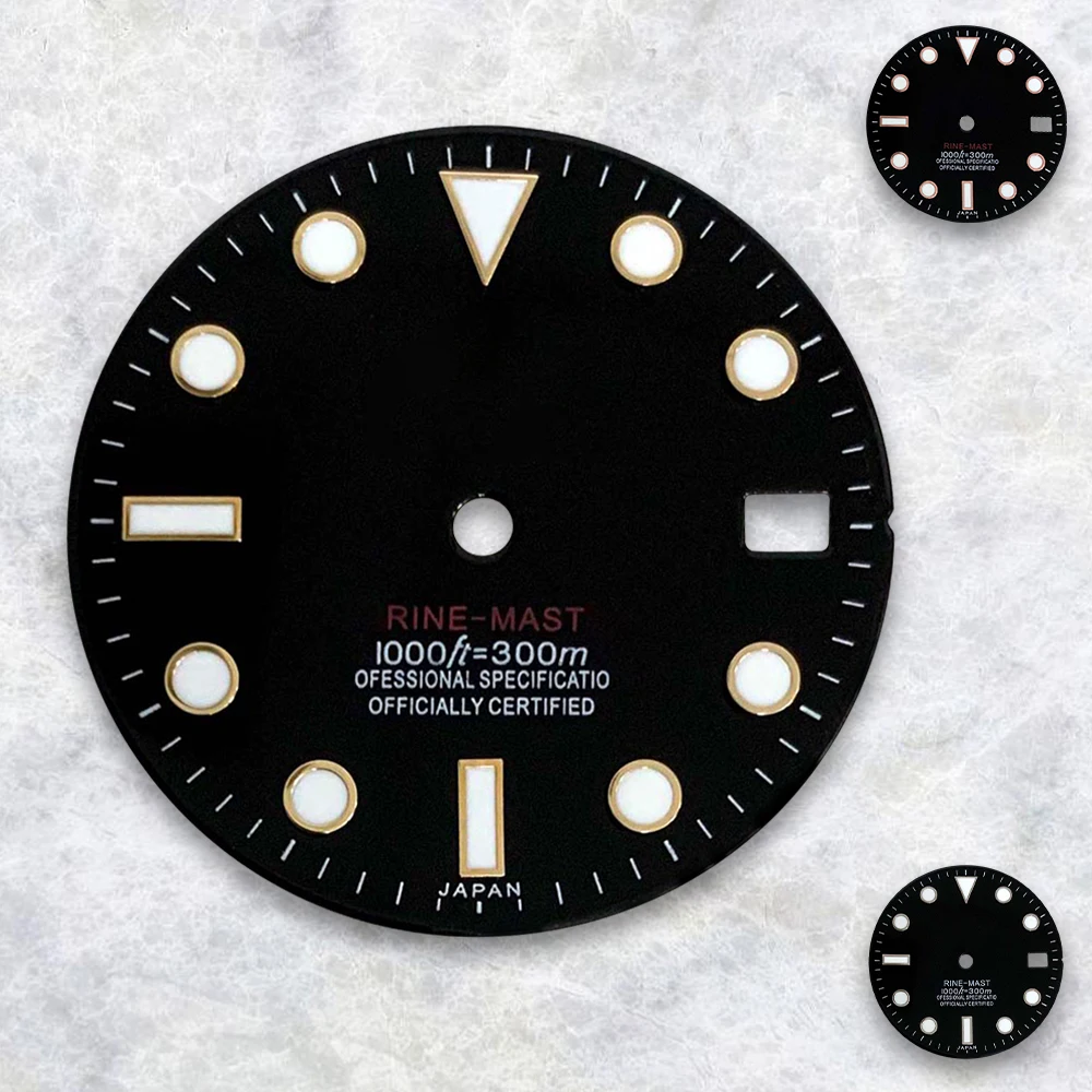 28.5mm S Logo Black Dial Suitable For NH35/NH36/4R/7S Japanese Automatic Movement Green Luminous Watch  Modification Accessories