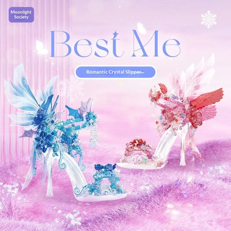 Moonlight Club Crystal Shoe Sea Moon Spring Butterfly Building Blocks Flower DIY Assembly Toy Home Decor Gift For Girls