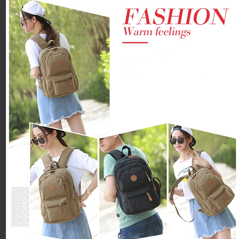 Korean Version Trendy Backpack Casual Canvas Backpack Unisex Travel Computer School Bag Large Capacity Retro Student Backpack