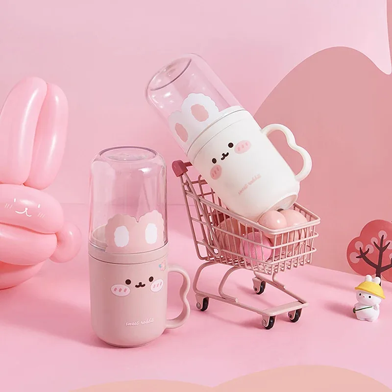 Set per la cura dei denti dei bambini per la casa e il viaggio Scatola portaoggetti per spazzolino da denti per cartoni animati con tazza per collutorio incorporata Stile portatile