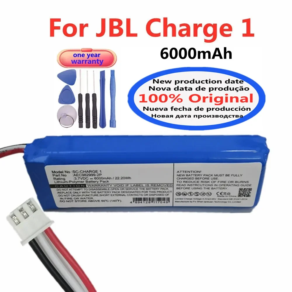 New 100% Original Player Battery For JBL Charge 1 Charge1 AEC982999-2P 6000mAh Speaker Replacement Battery Bateria In Stock