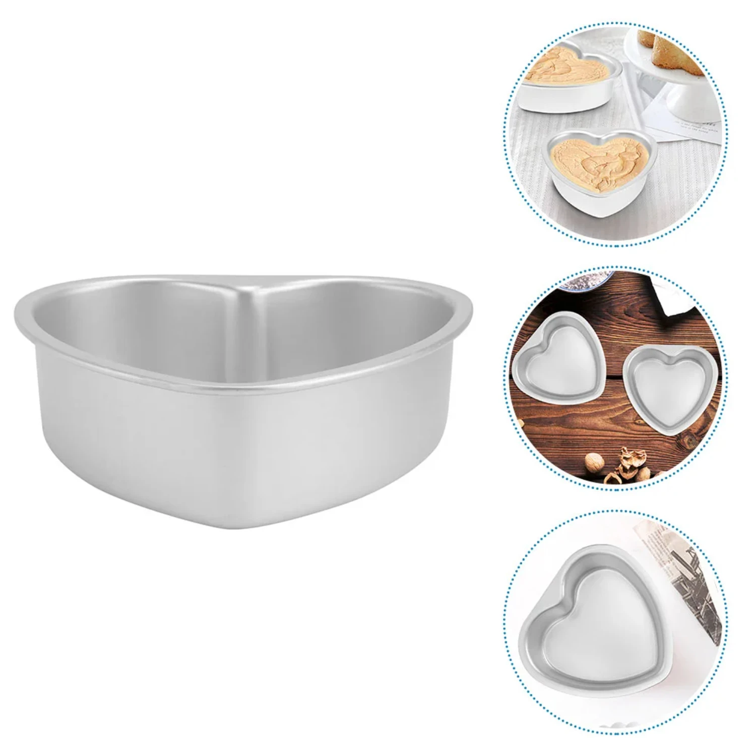 2 Pcs Heart Cake Mold Deep Baking Pans  Oven Shaped Shapes Aluminum Alloy Flan Mini Cheesecake