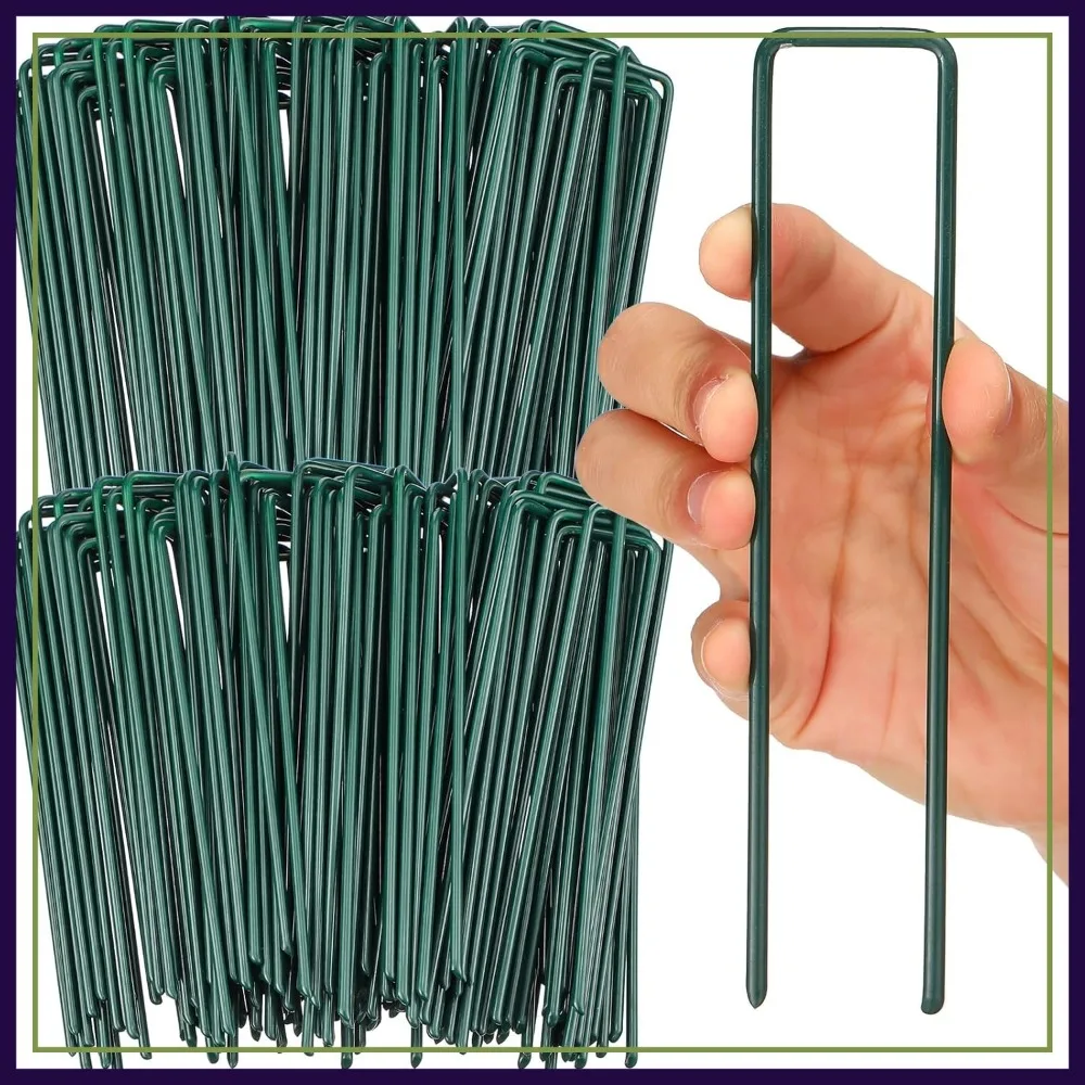 

300 Pcs 6 Inch Galvanized U-Shaped Garden Staples for Artificial Grass, Weed Barrier, Landscape Fabric