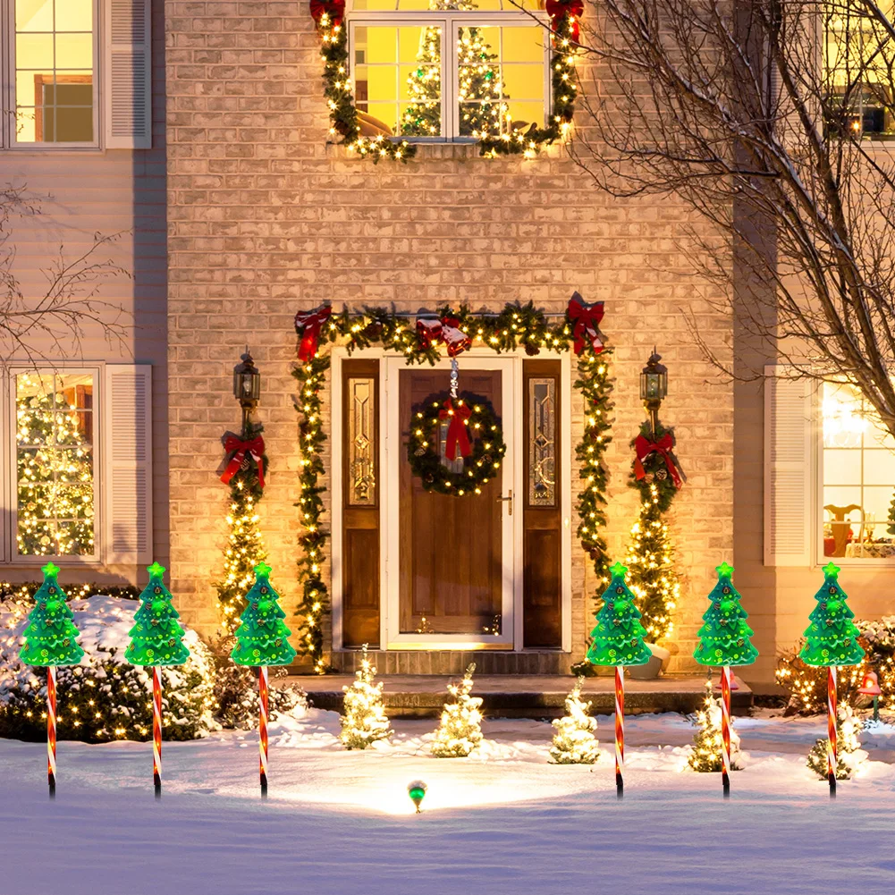 6 عبوات من ضوء شجرة عيد الميلاد بالطاقة الشمسية، 6 أوضاع، ضوء شجرة عيد الميلاد USB قابل لإعادة الشحن، ضوء مسار الزخرفية، تشغيل/إيقاف تلقائي لحديقة الحديقة
