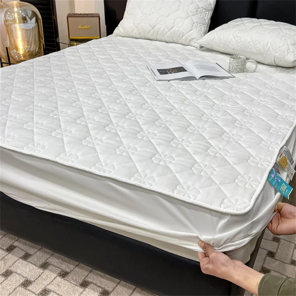 

Waterproof Fitted Sheet Winter Warm Mattress Cover Protector Bedding Elastic Band Bedsheet King Queen Size Thickened Bed Cover