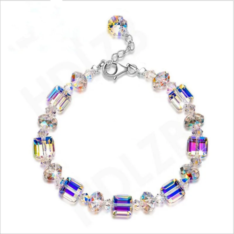 Colorful Square Glass Crystal Beaded Bracelets for Women Temperament Handwork Bracelets Bangles Charms Friendship Jewelry Making