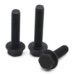 GB5789 Black Grade 10.9 Steel Hexagon Flange Bolts With Tooth Anti-slip Screw M5 M6 M8 M10 M12