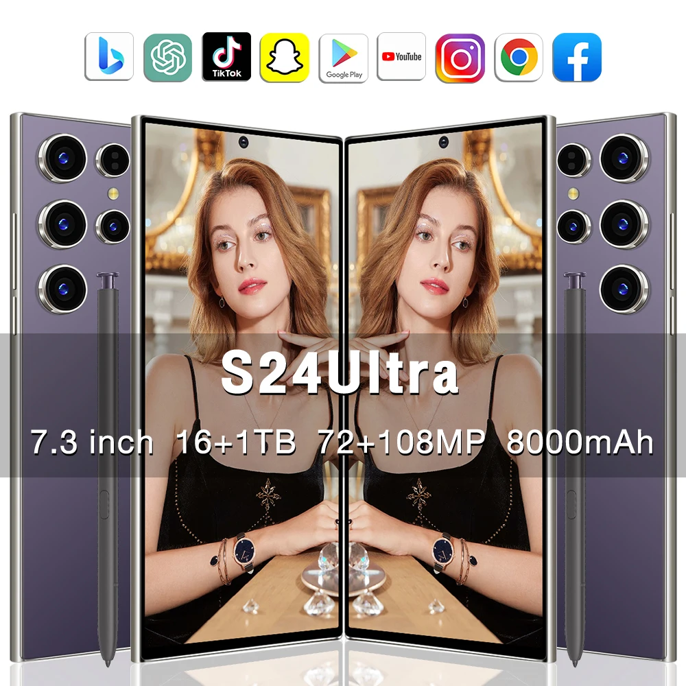 

Hot New S24 Ultra Smart phone 7.3 inch Full Screen 4G/5G Cell Phone 16TB+1TB 8000mAh Mobile Phones Global Version Celulares