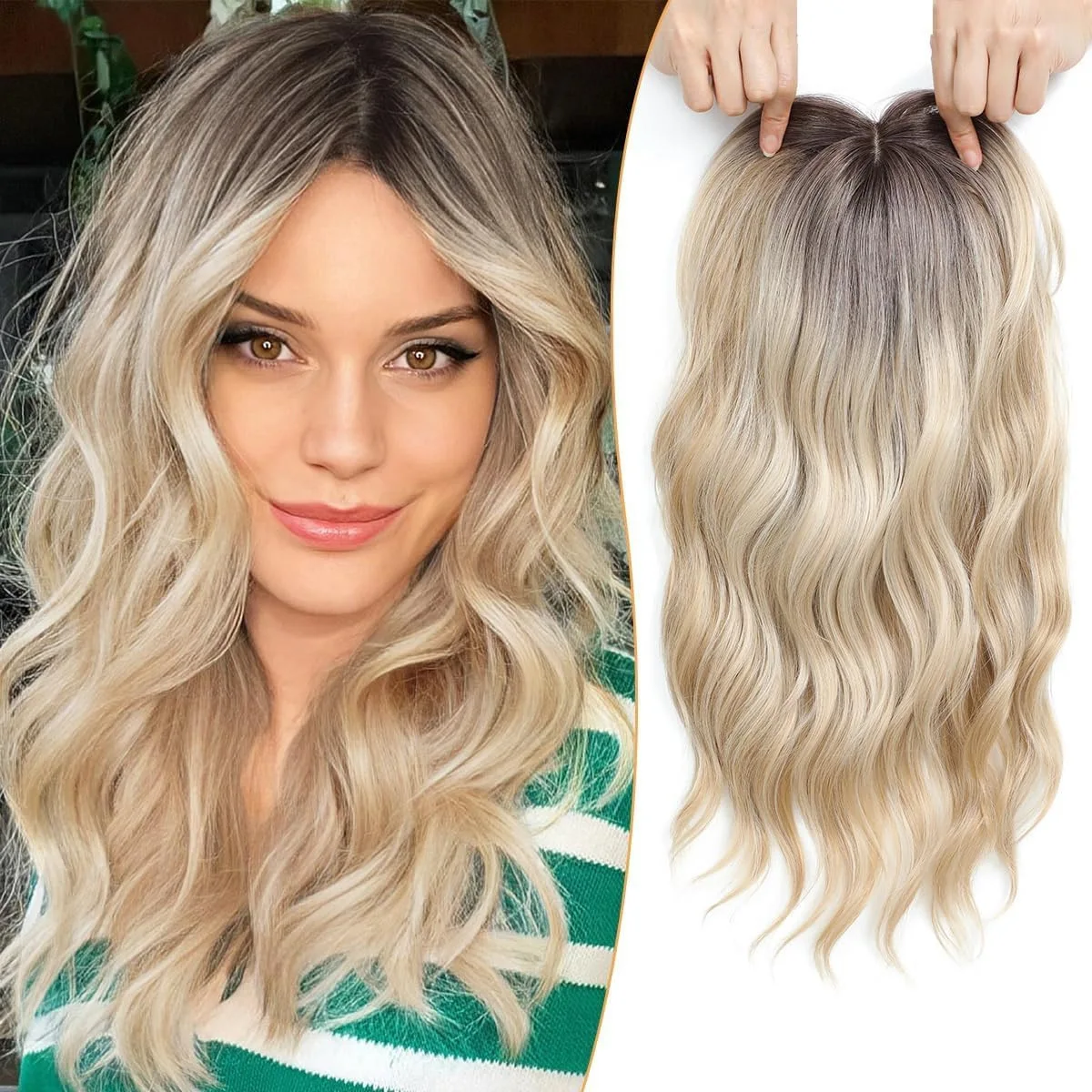 women-water-wave-hair-topper-realistic-scalp-dark-root-ombre-blonde-hairpiece-adds-instant-volume-for-thinning-hair-daily-wear