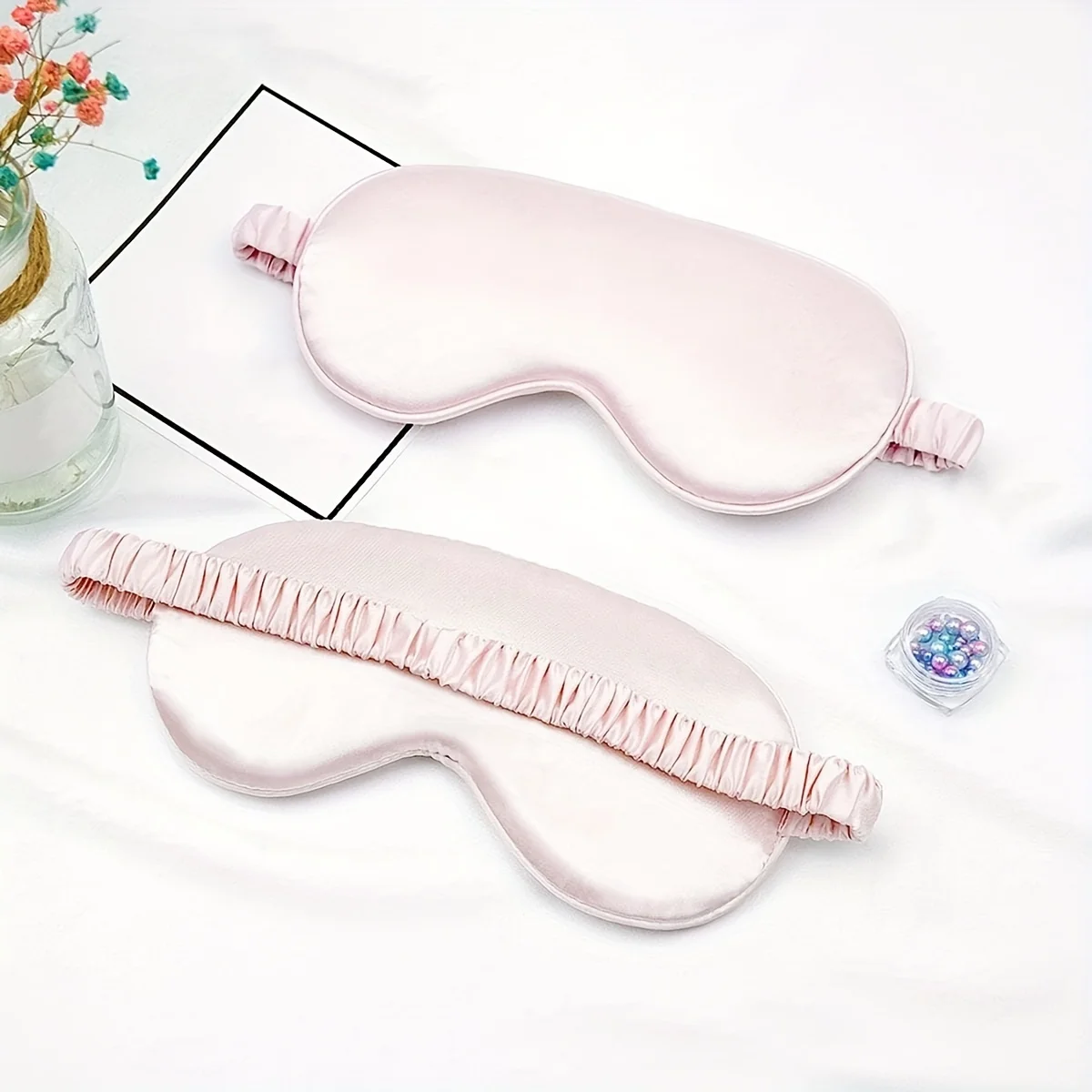 1pc/2pcs/3pcs-Double-Sided Silk-Like Sleeping Eye Mask Blindfold Solid Portable Rest Eye Shade Cover Soft Pad