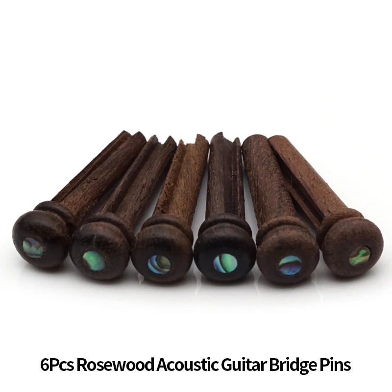 6Pcs Rosewood Guitar Pins for Acoustic Guitar with 3.0mm Green Abalone Dots Guitar Pressure String Nails Pin Guitar Parts