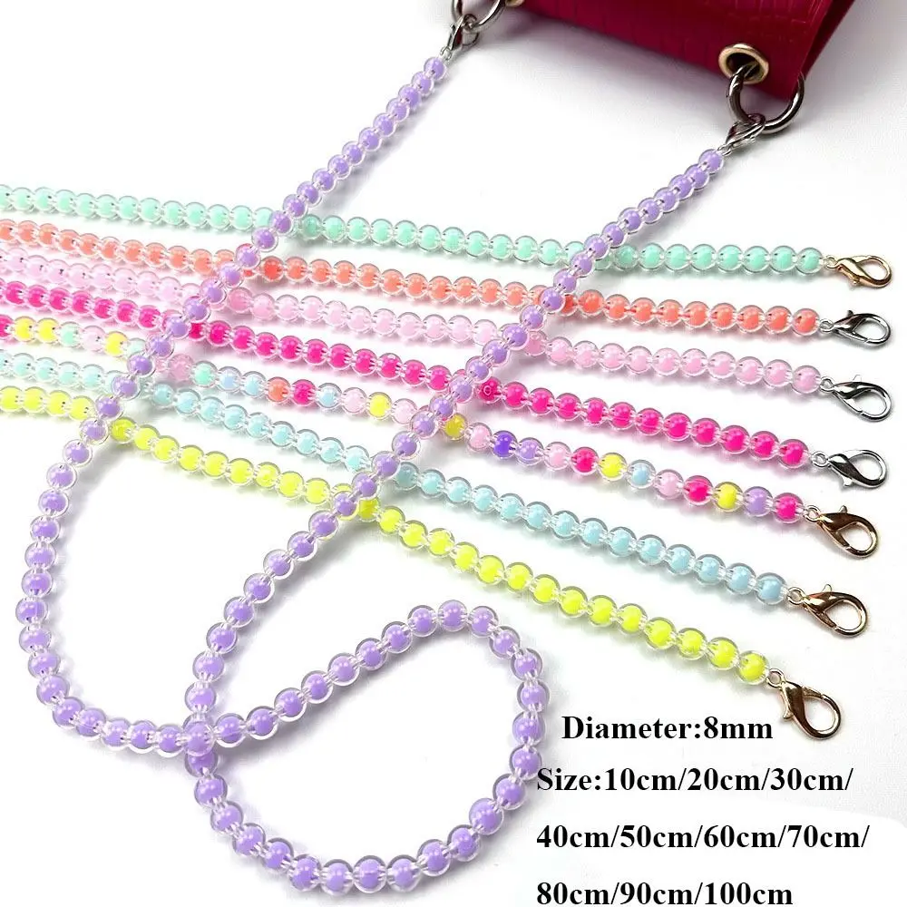 High Quality 8mm Diameter Bead String Strap 10~100cm Handbag Handles Bead Belt DIY Bags Accessories