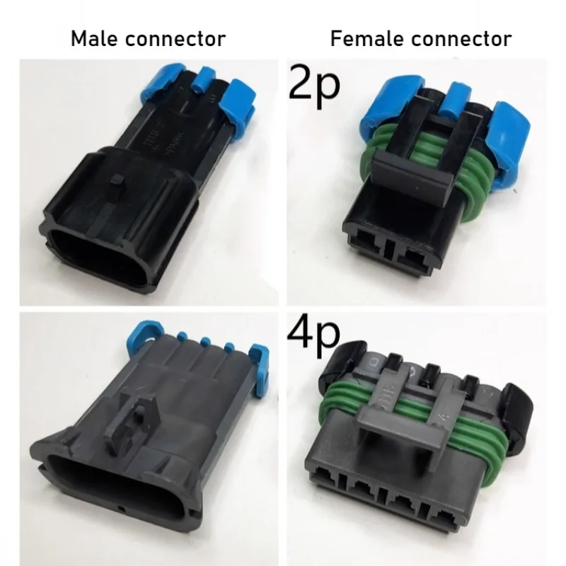 DJ7025W-2.8 Kfz-Lüfterstecker, Zwei-Loch-Kabelbaum, wasserdichter Steckverbinder, Gebläse, 4-polige Steckerscheide