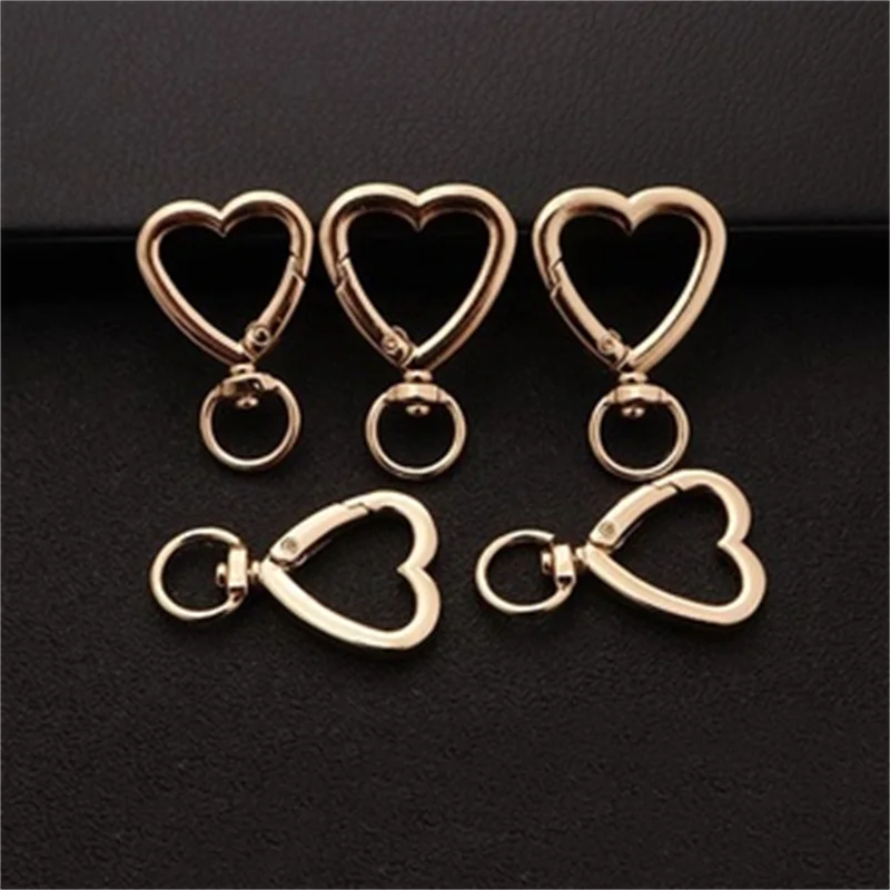 5PC Heart Spring Gate Rings Openable Keychain Leather Bag Belt Strap Dog Chain Buckles Snap Closure Clip Trigger DIY Accessorie