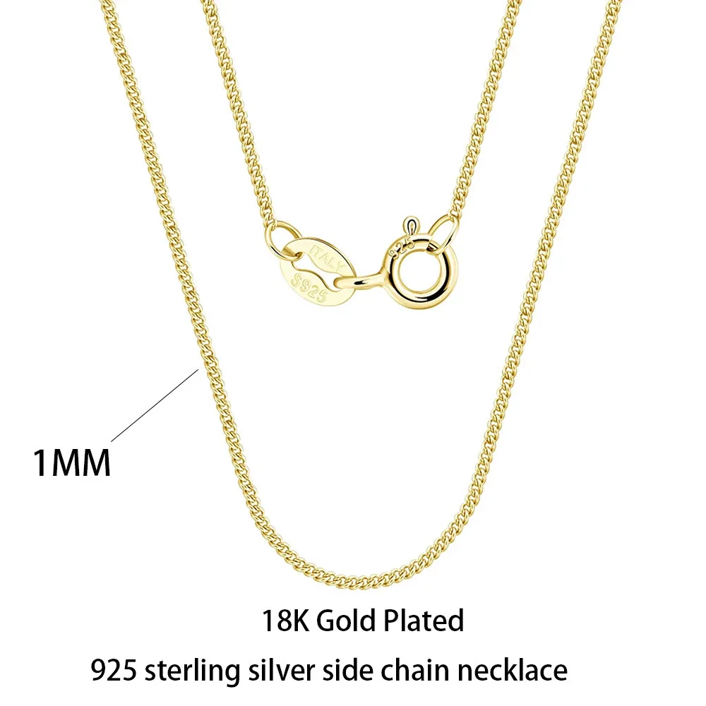 Unisex 925 Sterling Silver Basic Chain Necklace
