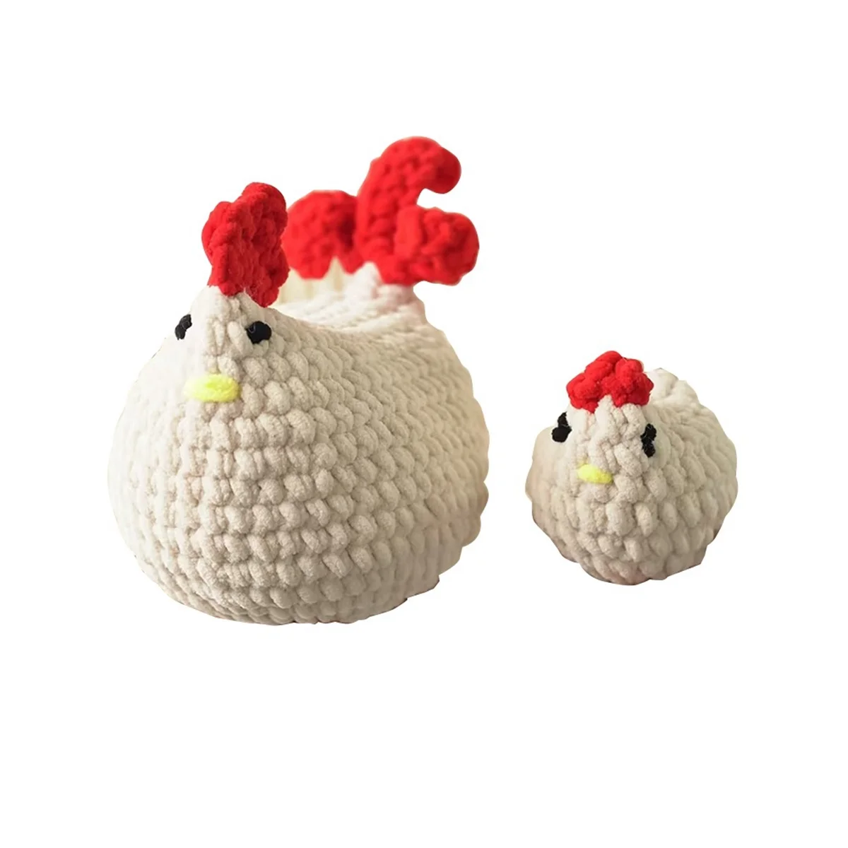 CYL-2Pcs Crochet Kit DIY Chicken Crochet Kit with Knitting Yarn Needles Plush Doll Easy