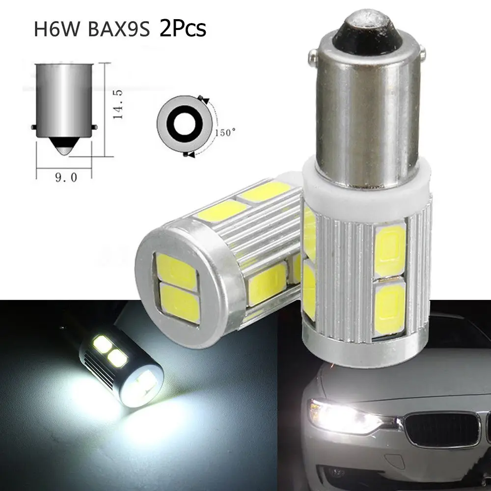 2Pcs New Auto Lamp Bulb LED Light Car Sidelight BAX9S H6W 10 SMD White DC 12V For BMW 3 Series F30 F31