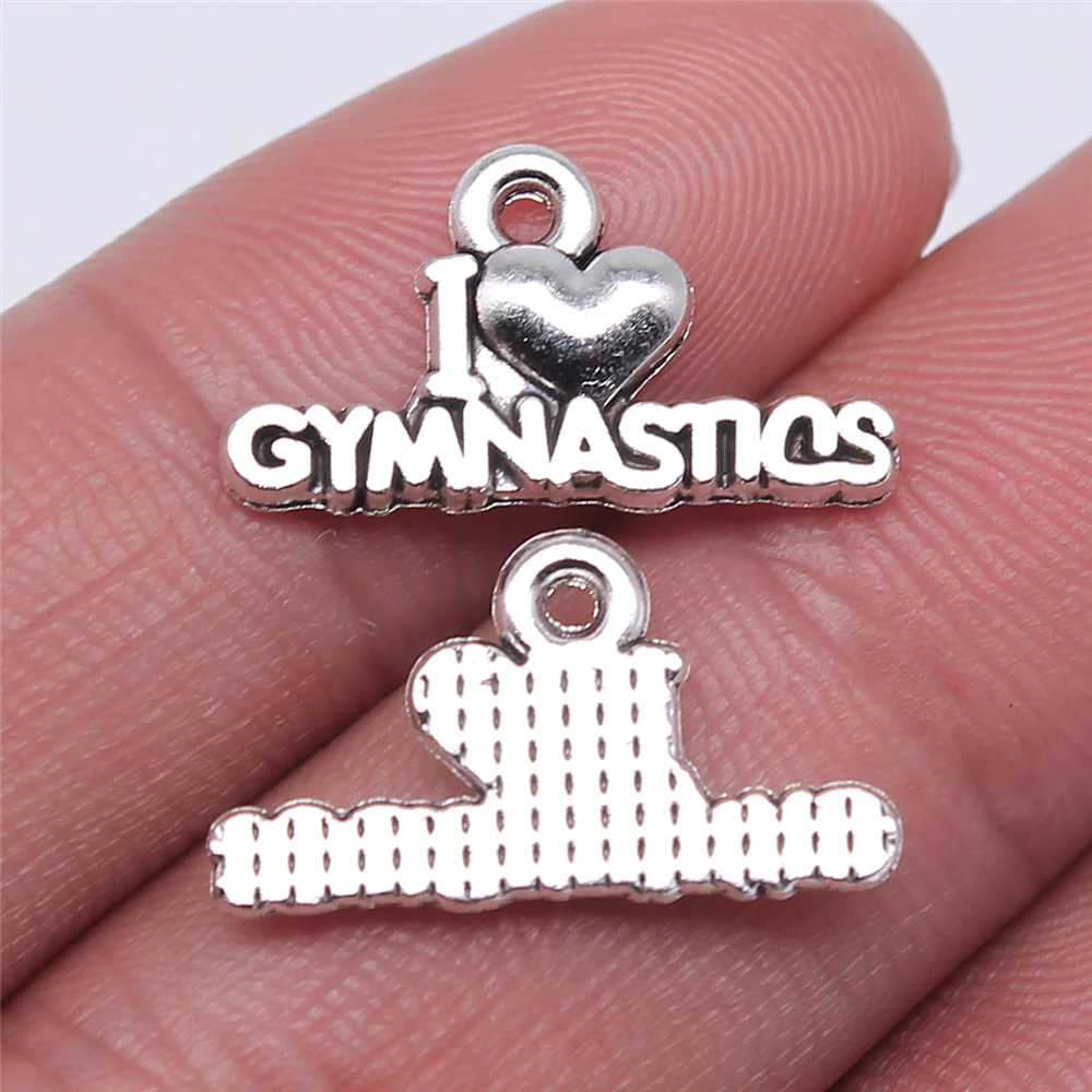 Wholesale 200pcs/bag 20x11mm I Love Gymnastics Charms I Love Gym Charms For Jewelry Making