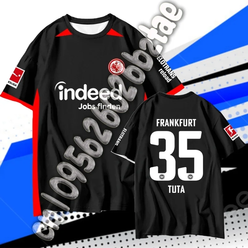 2025, Sommer, neu und beliebt, Frankfurt 3D-gedrucktes, atmungsaktives und schnell trocknendes Sommer-Fußball-T-Shirt für Erwachsene und Kinder