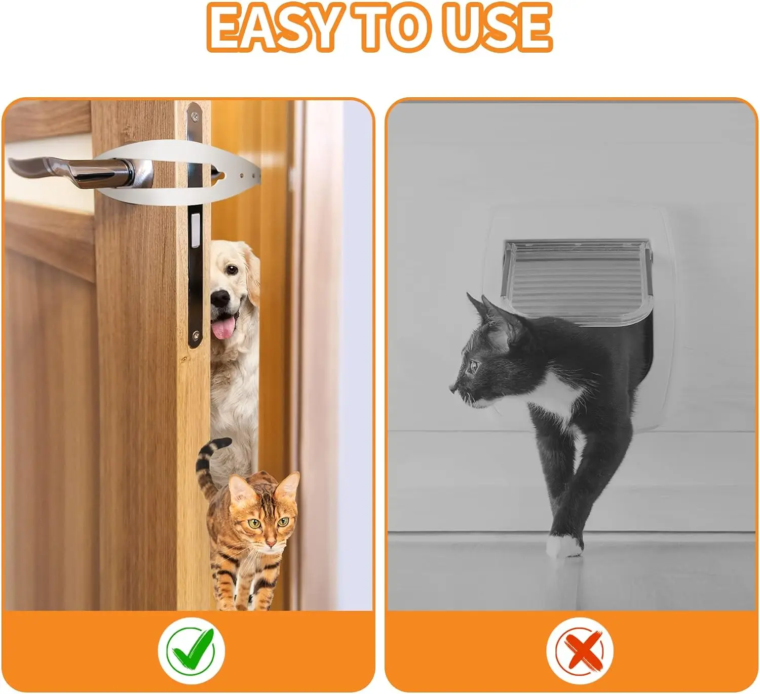 TONG Cat Door Holder Latch Larger Cat Door Alternative to Keep Dogs Out of Cat Litter Boxes and Food with Strap 2.5-6