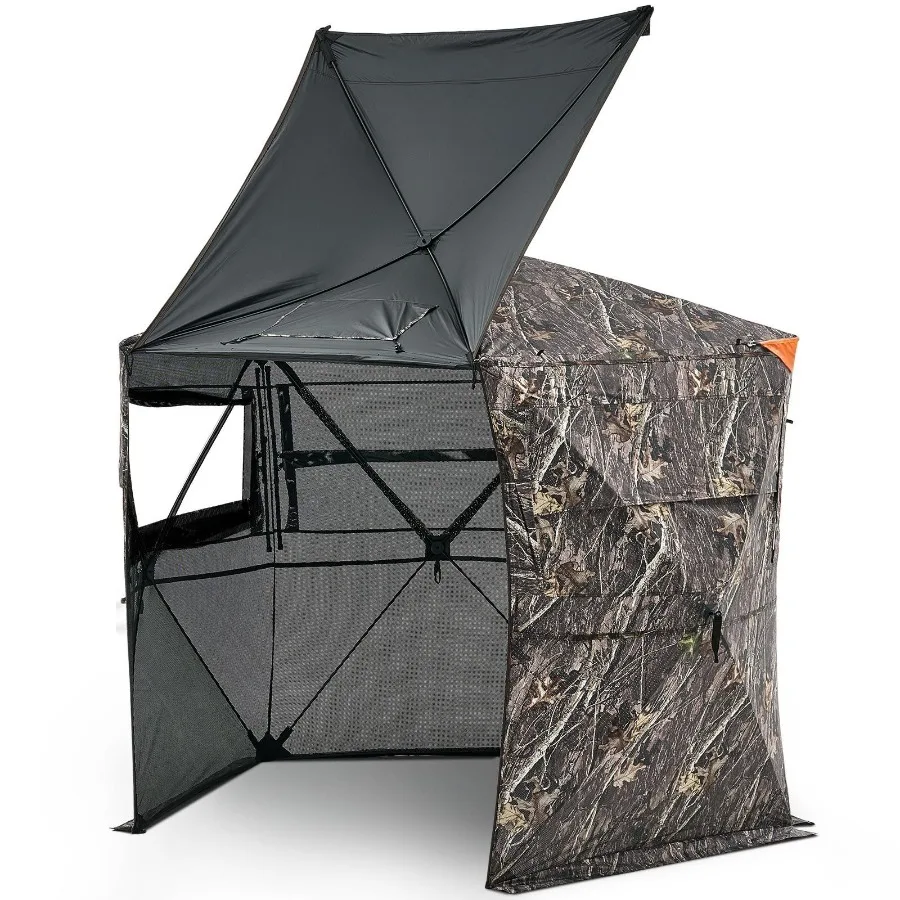 

Hunting Blind 6-7 Person 288 Degree 5 Side See-Through Ground Blind with Carrying Bag Portable Camouflage Tent Durable Conceale