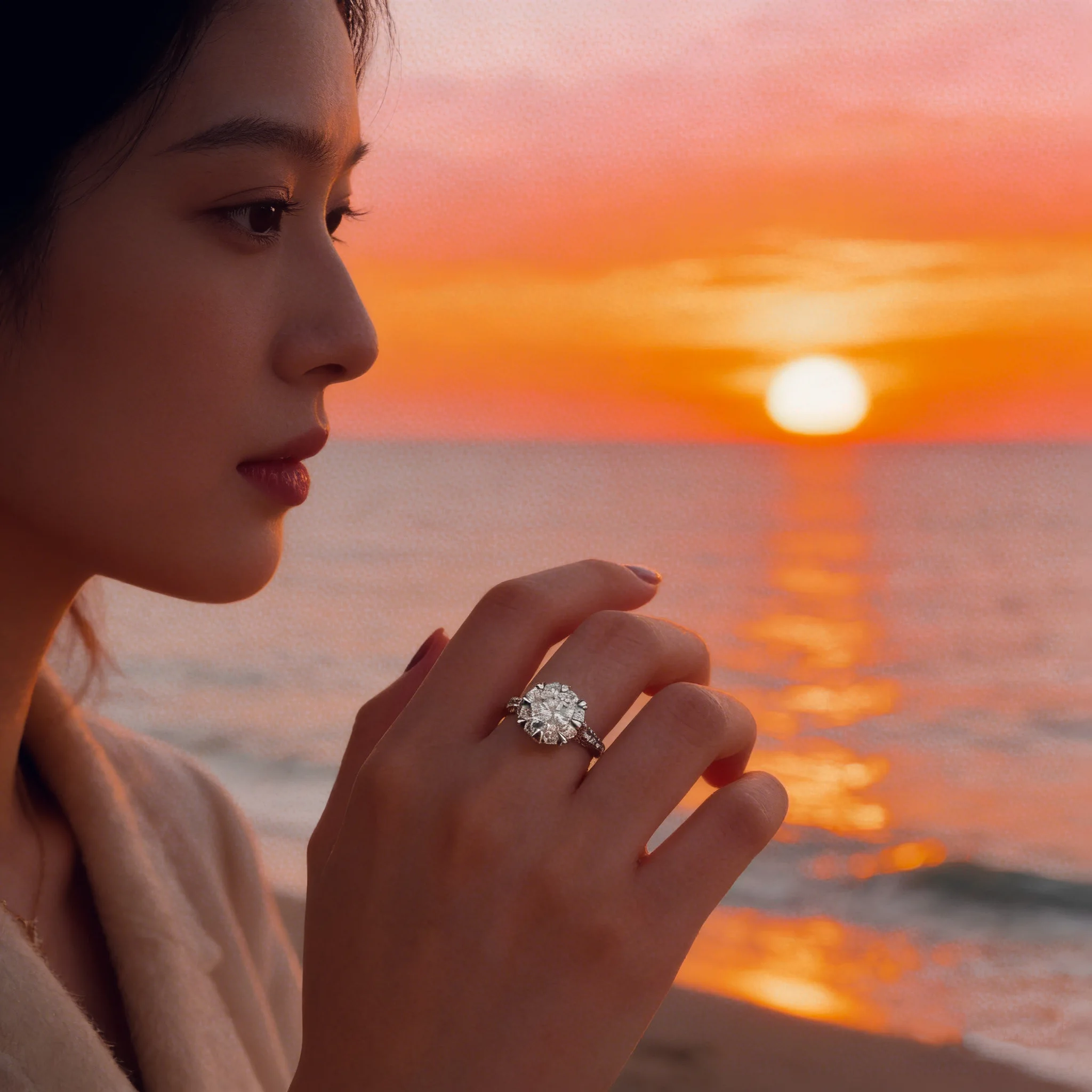 

Luxury 925 Sterling Silver Heart-Shaped Claw-Shaped Bow Ring, High-End Sparkling Eight-Heart Eight-Arrow Zirconia Ring for Women