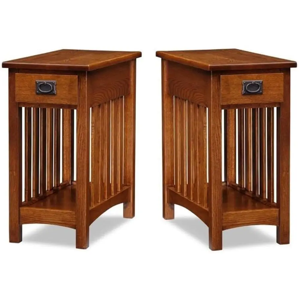 

Mission Solid Ash Wood End Table in Medium Oak (Set o 2)
