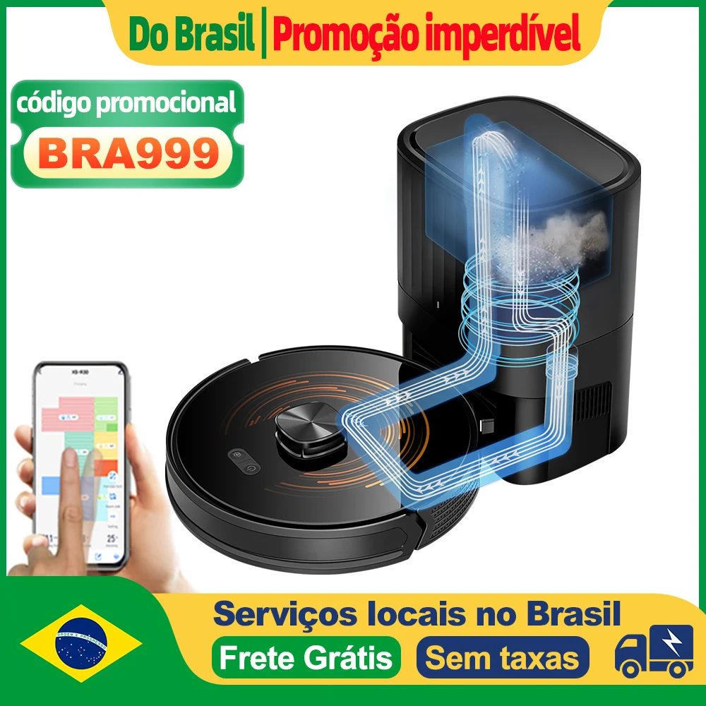 Robô aspirador de pó ABIR K30 com doca de vazia automática, sucção 6500PA, mapa de vários andares, limpeza personalizada de salas úmidas e secas