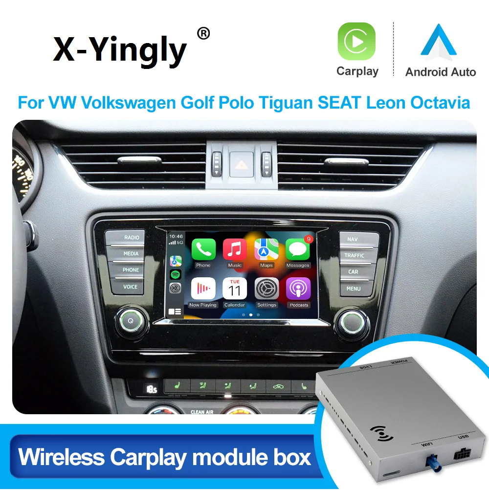 Wireless Carplay For VW Volkswagen Passat B8 Golf Polo Tiguan SEAT Leon Octavia Android Auto Module Box  MIB MIB2 Mirror Link