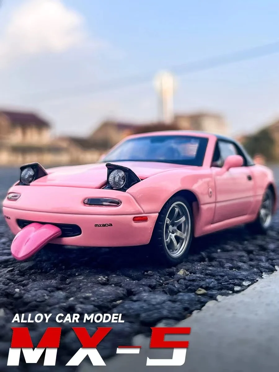 1:32 Cute Mazda MX5 MX-5 Supercar Alloy Diecast Toy Car Model Sound and Light Pull Back Childrens Toy Collectibles Birthday Gift