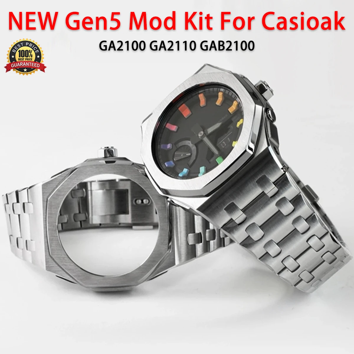 

NEW Gen5 Mod Kit For Casioak GA2100 GAB2100 Stainless Steel Metal Bezel Rubber Metal Strap for Casioak GA2110 case With Screws