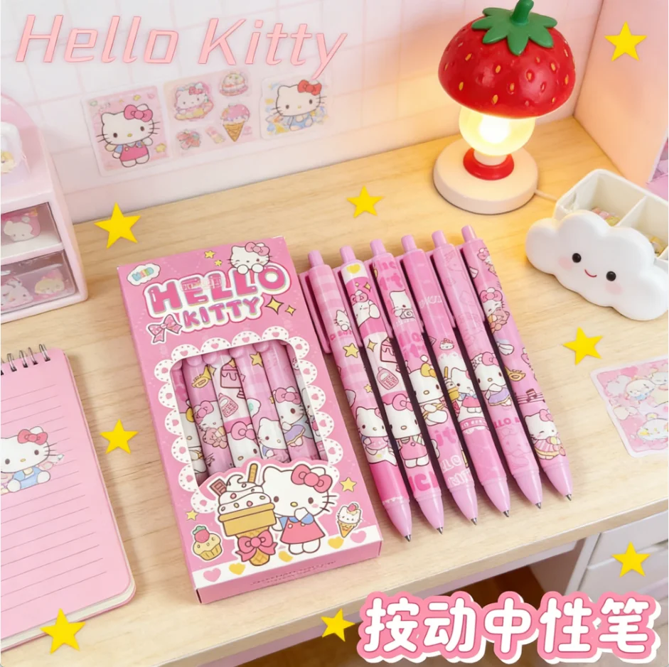 

6 шт./компл. Sanrio Hello Kitty, ограниченная серия, высококачественная гелевая ручка, мультяшная серия, черная, 0,5 мм, офисные школьные принадлежности, студенческий подарок