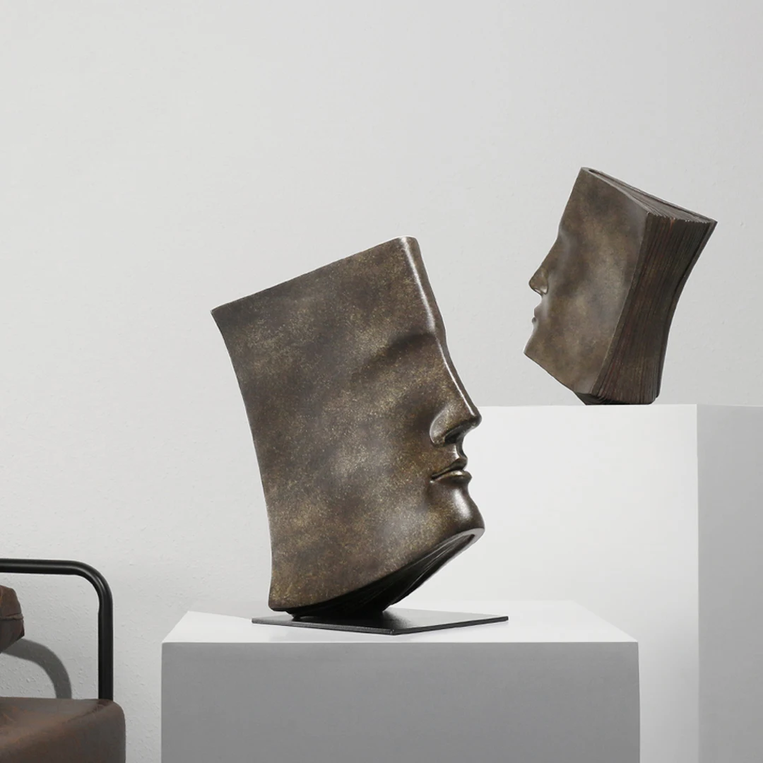 Creative Art Book Shaped Face Sculpture Decoration Exhibition Hall Sales Office Living Room Soft Decor Accessories Ornaments