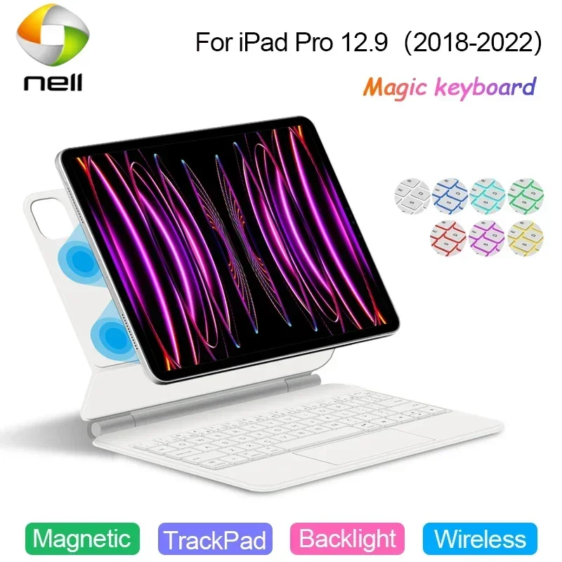 Folio Magic Keyboard For iPad Pro 12.9 2022 2021 2020 2018 Case Portuguese Spanish French Korean Arabic German Smart Keyboard