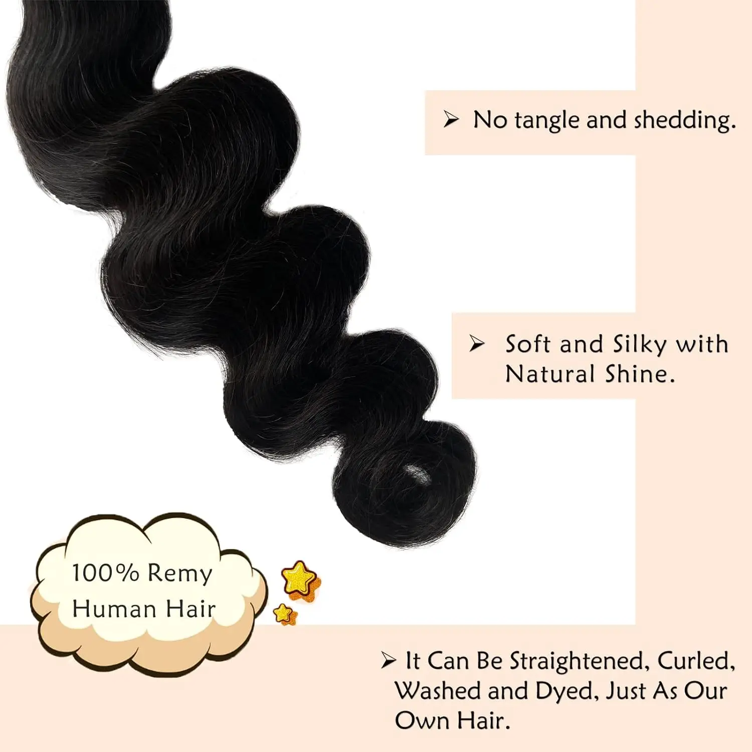 Extensões do cabelo da onda do corpo para mulheres negras, cabelo humano 100% remy, trama da pele, preto natural do Ins, 16-26in, # 1B