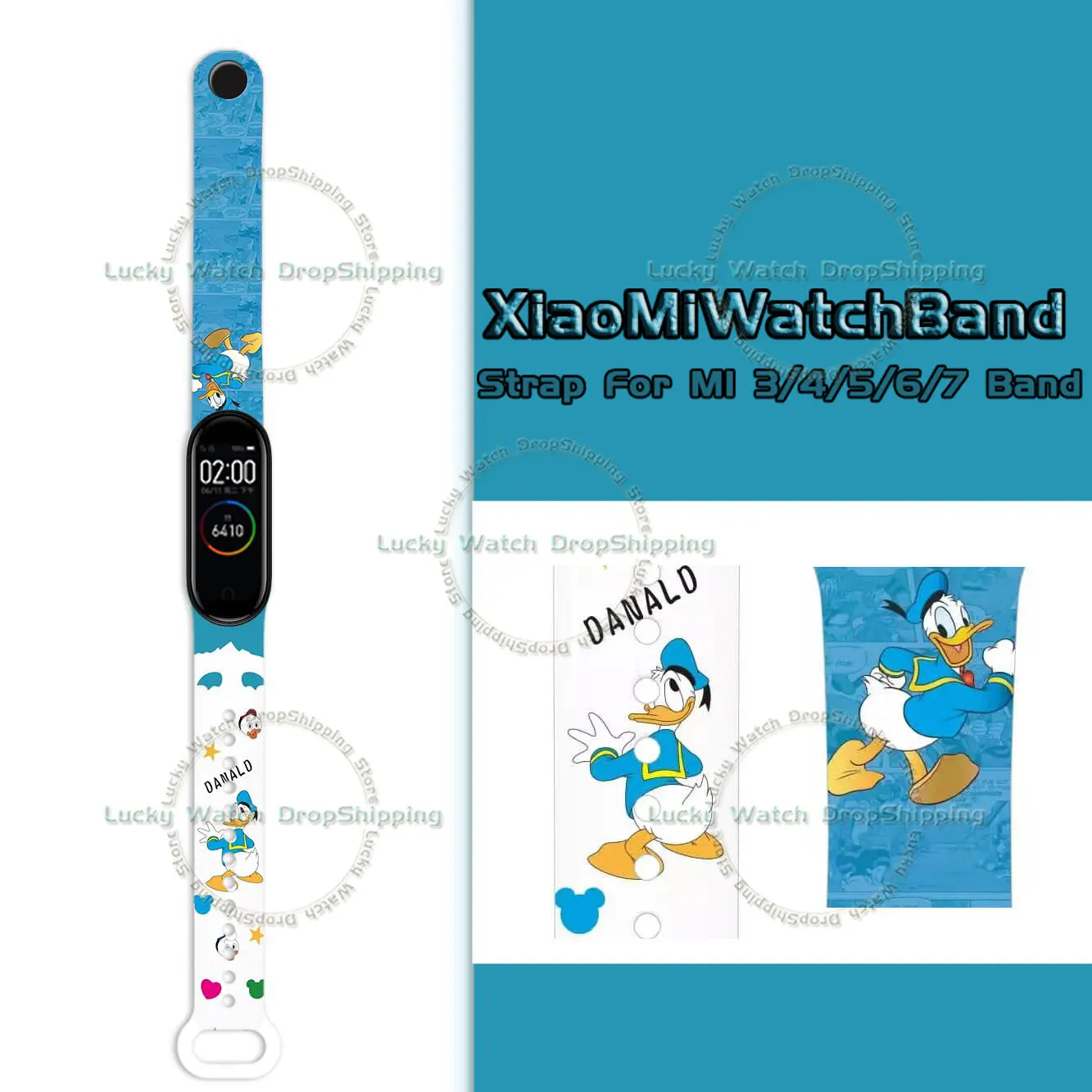 Disney Cartoon Strap Suitable for Xiaomi 3/4/5/6/7NFC Mi Band Mickey Minnie Printing Wristband New Strap Watch Decoration Gift