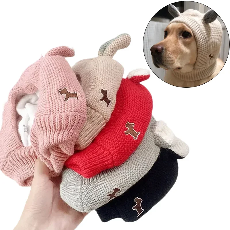 Pet Dog Hat Thickened Warm Knit Pet Winter Headwear Labrador Golden Retriever Headgear for Medium Dogs Costume Accessories