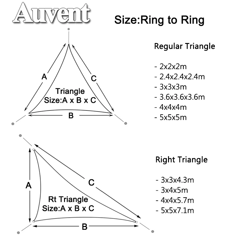 Multi-size Triangle Sun Shade Sail Waterproof Outdoor Garden Patio Party Sunscreen Awing Sun Canopy For Beach Camping Pool