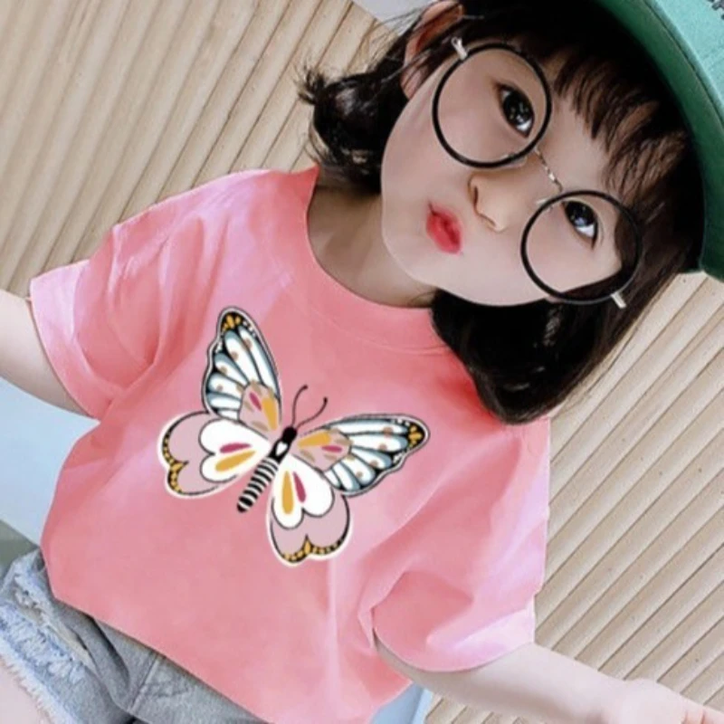 

Butterfly Short-sleeved Children's Summer Tops for Boys and Girls, Round-neck Multi-color Short-sleeved T-shirts Kids Clothes