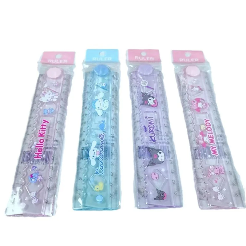 24pcs/lot Sanrio Kuromi Melody Kitty Ruler Cute Cinnamoroll Folding Ruler Drawing Tool Promotional Stationery Gift School Supply