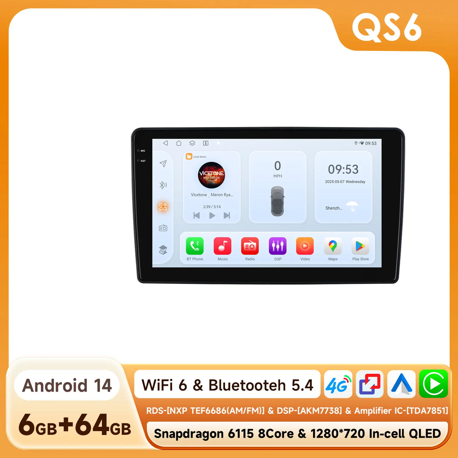 Draadloze CarPlay Android Auto autoradio voor Fiat 500 2016 2017 2018 2019 GPS intelligente systemen stereo multimedia autoradio 4G