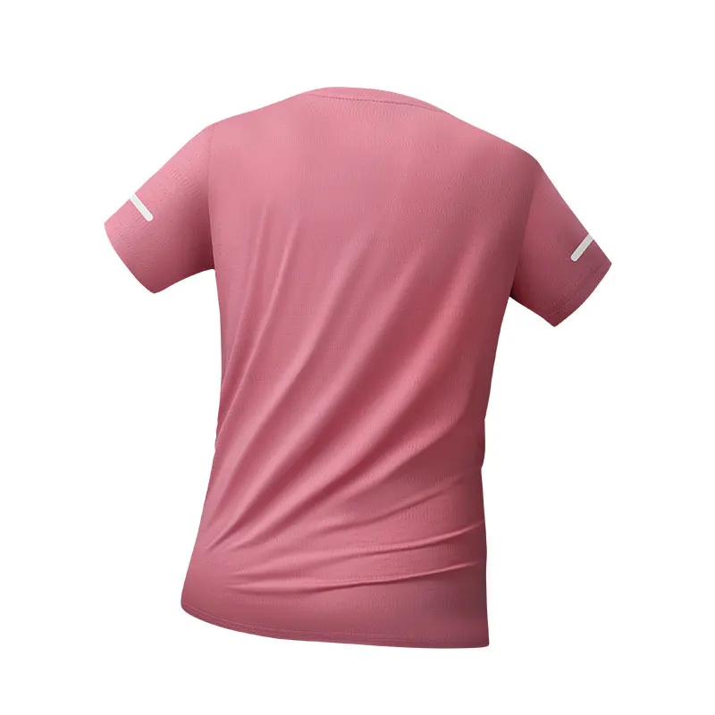 US/EU Size Women Mesh Short Sleeves Street Jogging Fitness Solid Color Breathable T-shirt Women Reflective Strip T-shirt