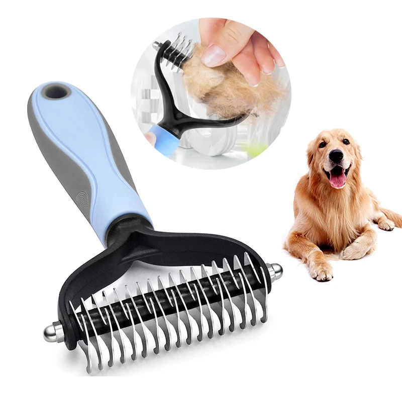 Profissional Pet Deshedding escova, removedor de cabelo do cão, pele nó cortador, cachorro gato pente escovas, cães grooming derramamento suprimentos